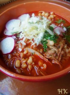 Red Chile Chicken Pozole With Roasted Tomatoes