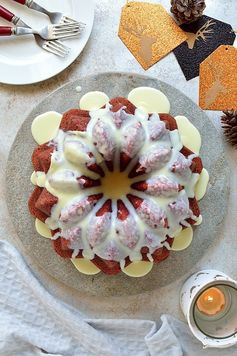 Red Velvet Bundt Cake With White Chocolate Peppermint Cream Cheese Glaze