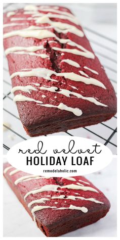 Red Velvet Holiday Loaf with Cream Cheese Drizzle