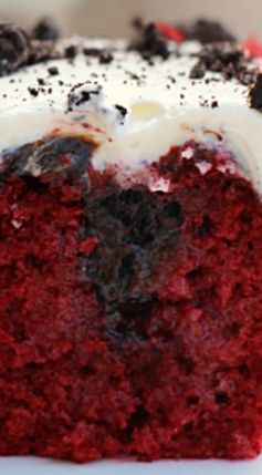 Red Velvet Oreo Poke Cake