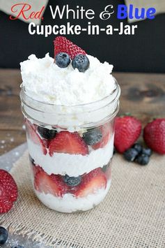 Red, White, and Blue Cupcakes in a Jar