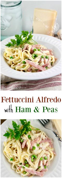 Rich and Creamy Fettuccine Alfredo with Ham and Peas