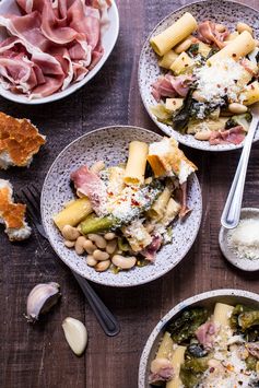 Rigatoni with Escarole, White Beans and Prosciutto