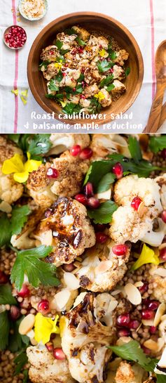 Roast cauliflower salad with balsamic-maple reduction