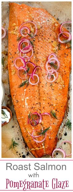 Roast Salmon with Pomegranate Glaze