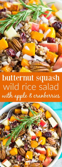 Roasted Butternut Squash Wild Rice Salad with Apple and Cranberries