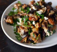 Roasted Eggplant Salad with Smoked Almonds & Goat Cheese