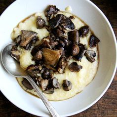 Roasted Mushrooms with Sherry + Creamy Polenta