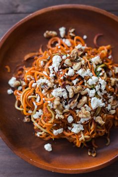 Roasted Spiralized Carrot, Feta and Toasted Walnut Salad