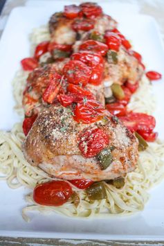 Roasted Tomato and White Wine Chicken Thighs