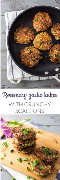 Rosemary garlic latkes with crunchy scallions