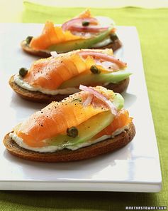 Rye Toasts with Smoked Salmon, Cucumber, and Red Onion