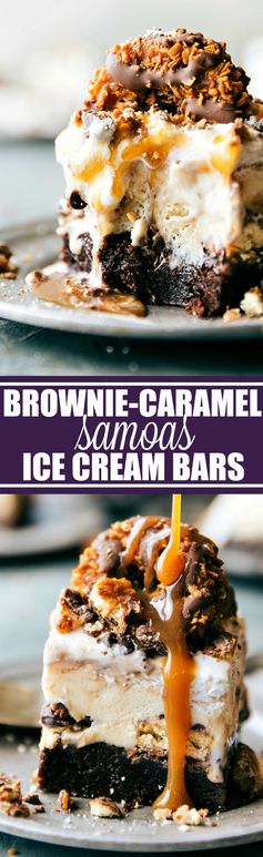Samoas Brownie-Bottomed Ice Cream Bars