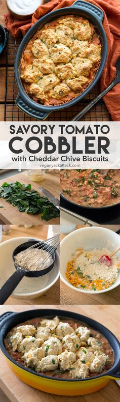 Savory Tomato Cobbler with Cheddar Chive Biscuits