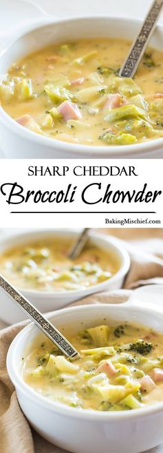 Sharp Cheddar Broccoli and Ham Chowder