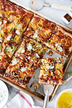 Sheet Pan BBQ Blue Cheese Chicken Pizza