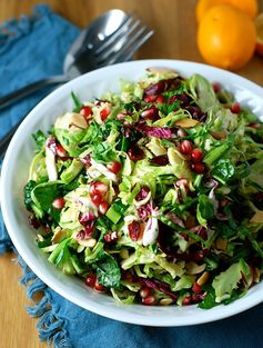 Shredded Brussels Sprouts with Meyer Lemon and Pomegrante