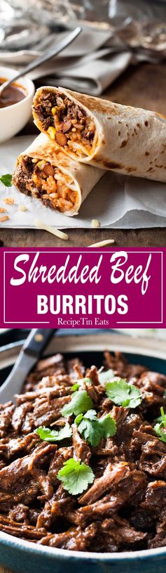 Shredded Mexican Beef Burritos (Freezer Friendly