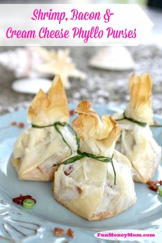 Shrimp, Bacon & Cream Cheese Phyllo Purses