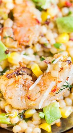 Shrimp, Corn & Summer Squash Pearl Couscous Salad