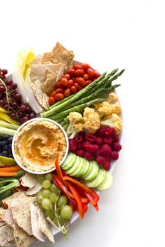 Simple Crudités Platter & Hummus Dip