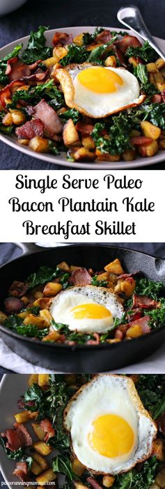 Single Serve Paleo Breakfast Skillet - Crispy & Savory Bacon, Plantain & Kale