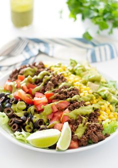 (skinny taco salad with avocado cilantro dressing