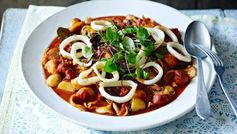 Slow-cooked squid and chorizo stew