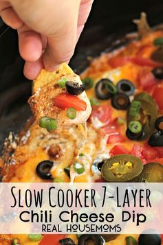 Slow Cooker 7-Layer Chili Cheese Dip