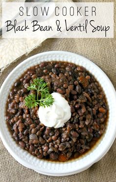 Slow Cooker Black Bean and Lentil Soup