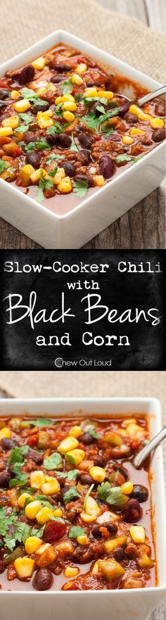 Slow Cooker Chili with Black Beans and Corn