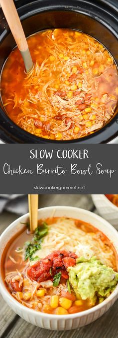 Slow Cooker Chipotle Chicken Burrito Bowl Soup