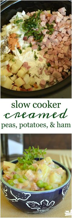 Slow Cooker Creamed Peas, Potatoes, and Ham