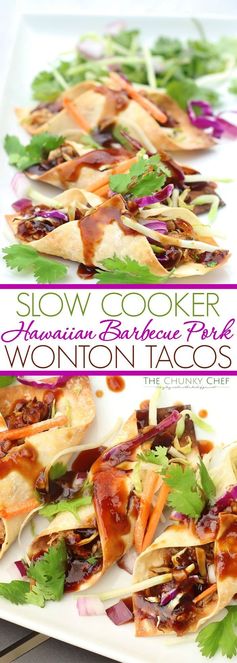 Slow Cooker Hawaiian BBQ Pork Wonton Tacos