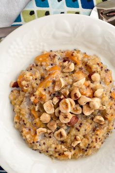 Slow Cooker Quinoa Oatmeal with Apricots and Hazelnuts