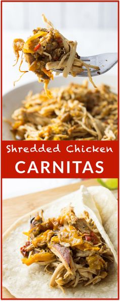 Slow cooker shredded chicken carnitas