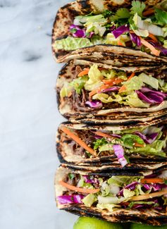 Slow Cooker Sweet and Spicy Short Rib Tacos with Sesame Guacamole