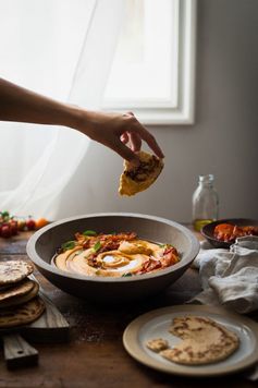 Slow-roasted Tomato & Basil Hummus + Quick Whole Wheat Yogurt Flatbreads