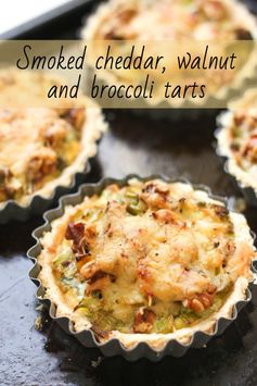 Smoked cheddar, walnut and broccoli tarts