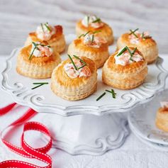 Smoked salmon and chive vol au vents