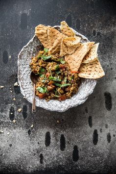 Smoky eggplant curry dip