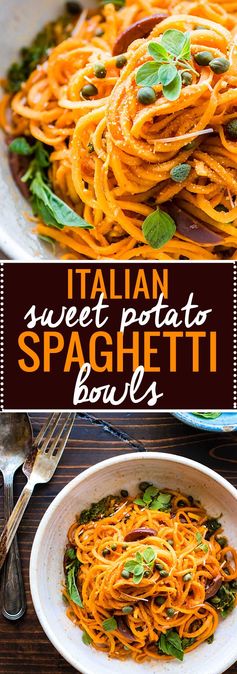 Snappy Italian Sweet Potato Spaghetti Bowls (Vegan, Paleo