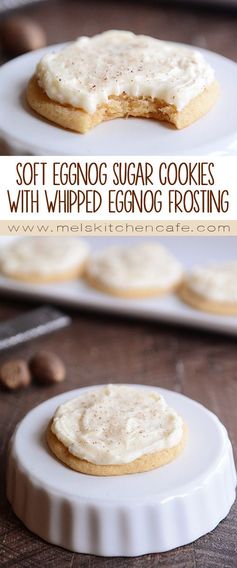 Soft Eggnog Sugar Cookies with Whipped Eggnog Frosting