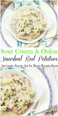 Sour Cream & Onion Smashed Red Potatoes (Low Calorie, Healthy, Low Fat #SundaySupper