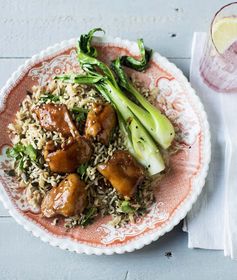 Soy and honey chicken with coconut brown rice