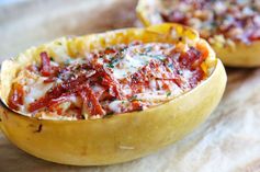 Spaghetti Squash Pepperoni Pizza Boats