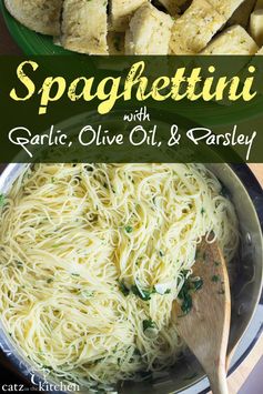 Spaghettini with Garlic, Olive Oil, & Parsley