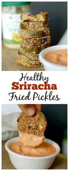 Spicy “Fried” Pickles with Sriracha Mayo Dipping Sauce