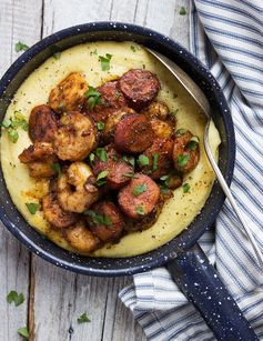 Spicy Chorizo and Shrimp with Polenta