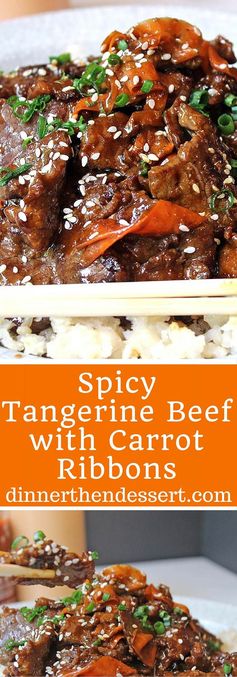 Spicy Tangerine Beef with Carrot Ribbons